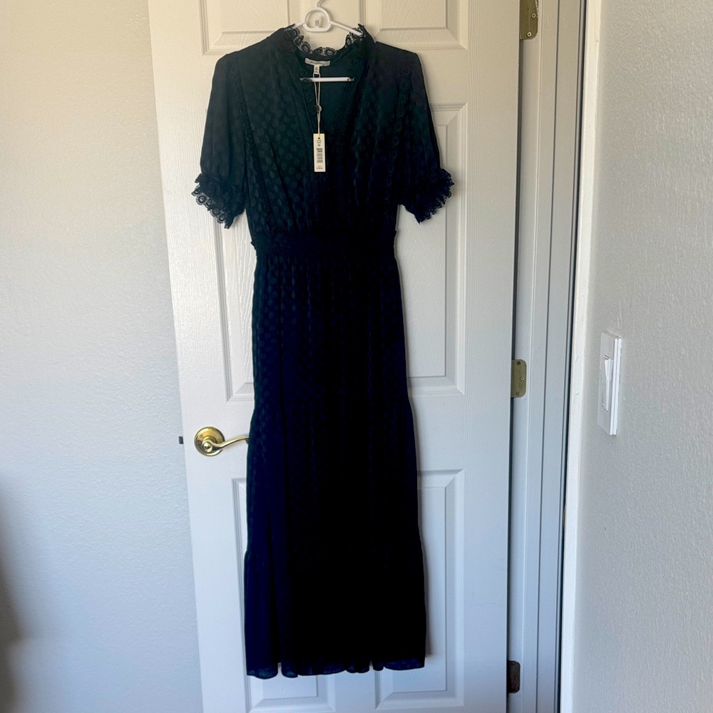 Max Studio Black Lace-Trim Maxi Dress